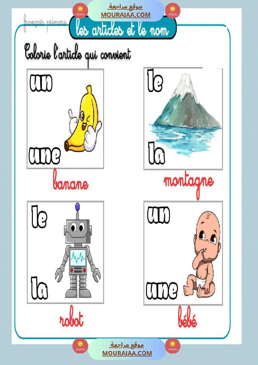 exercices les articles et le nom صفحة 11