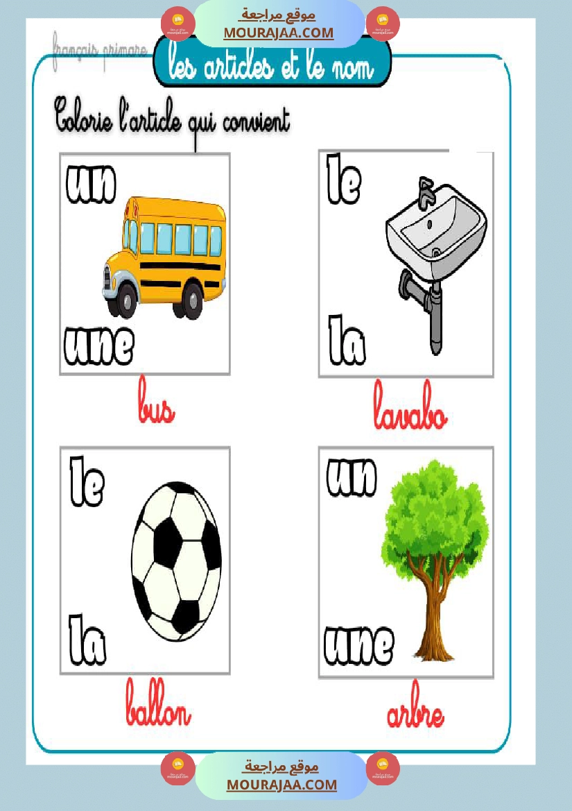 exercices les articles et le nom صفحة 10