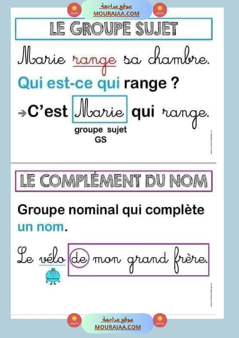 fiche grammaire la phrase la ponctuation le nom صفحة 9