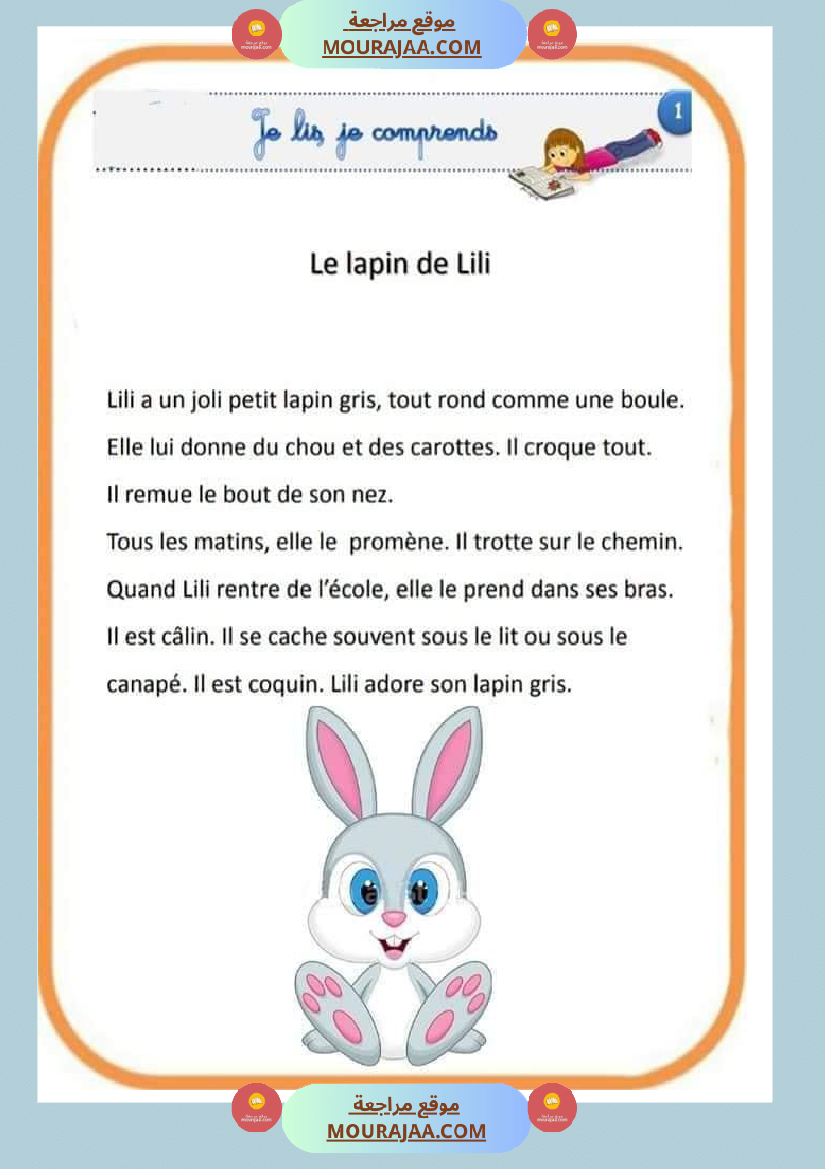 lecture comprehension texte le lapin de Lili