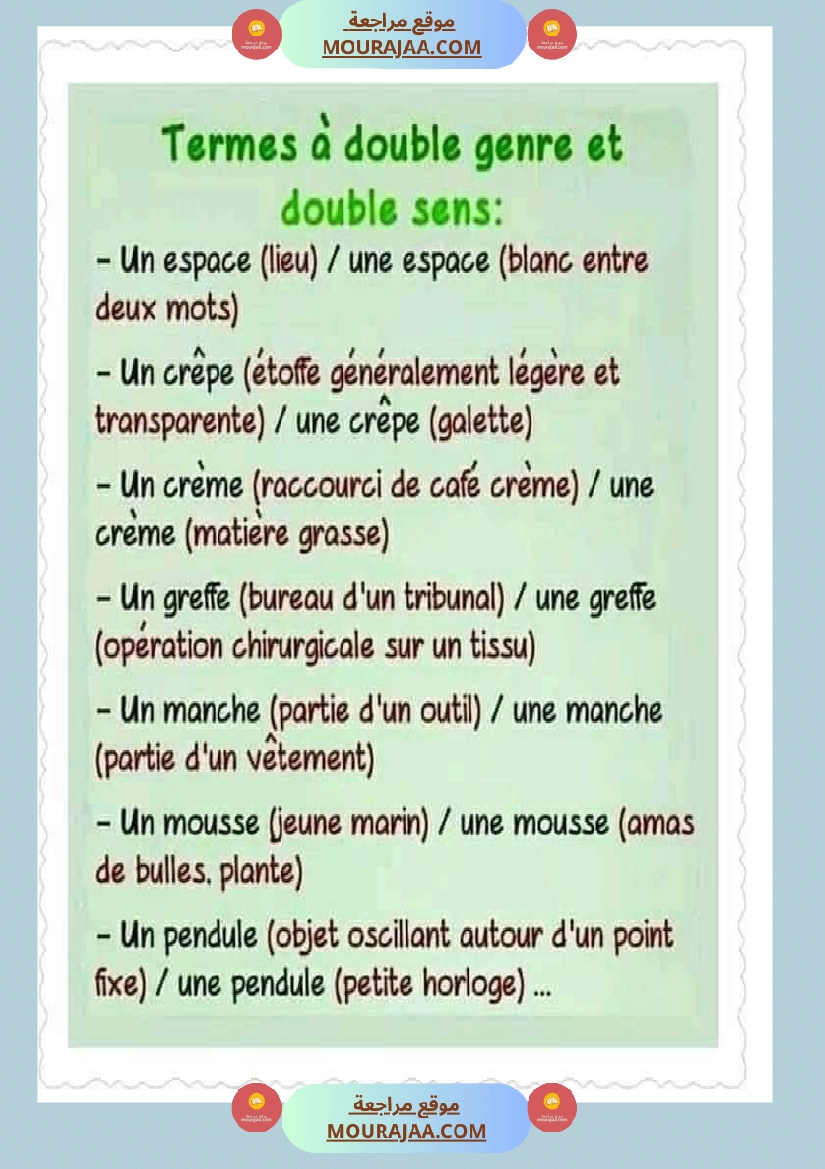 termes a double genre et double sens