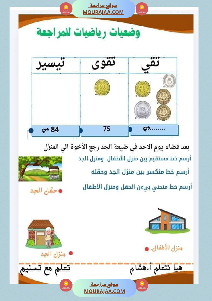 السنة ثانية مراجعة ايقاظ و رياضيات مع الاصلاح