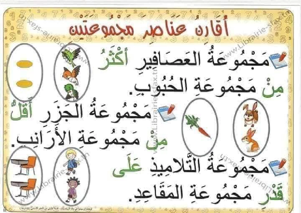 السنة اولى لوحات ترسخية في مادة الرياضيات لتلاميذ السنة الأولى لكامل السنة صفحة 9