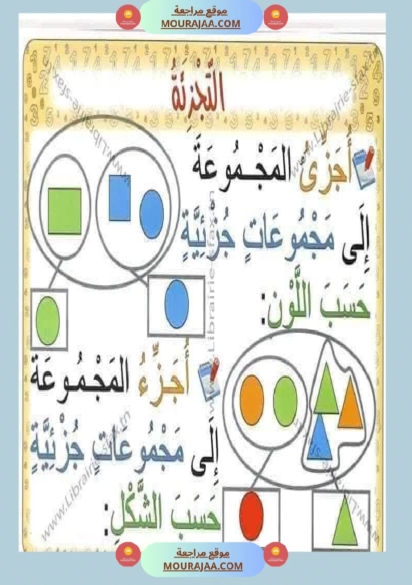 السنة اولى لوحات ترسخية في مادة الرياضيات لتلاميذ السنة الأولى لكامل السنة صفحة 7