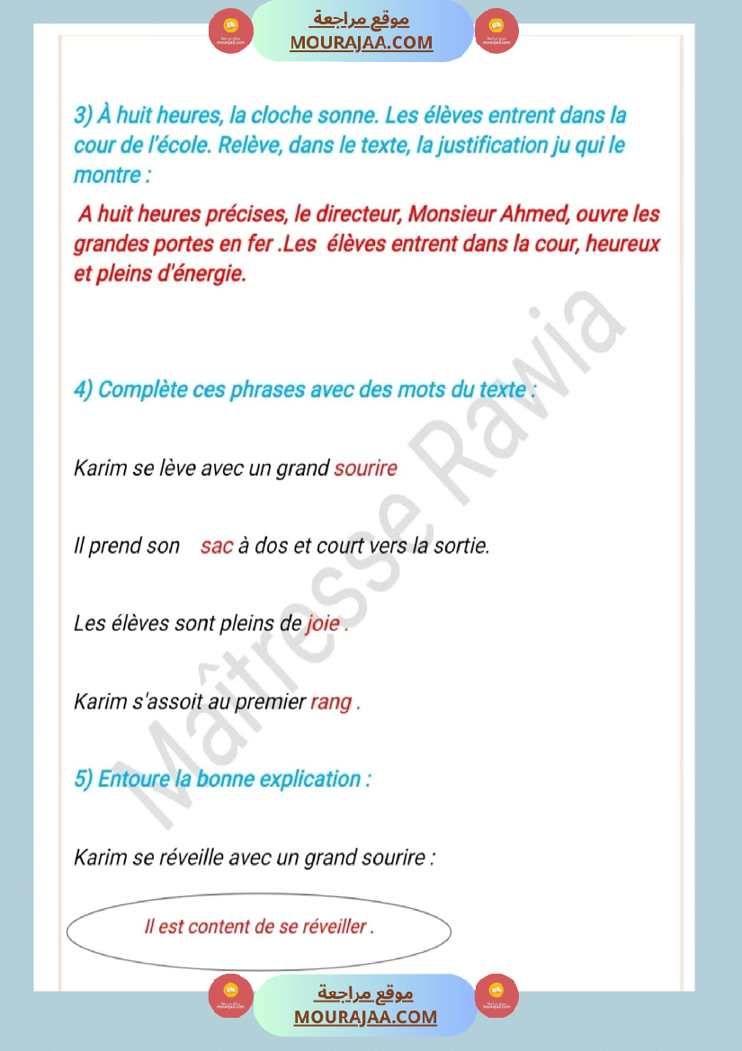 4eme annee lecture comprehension langue production 4eme la correction