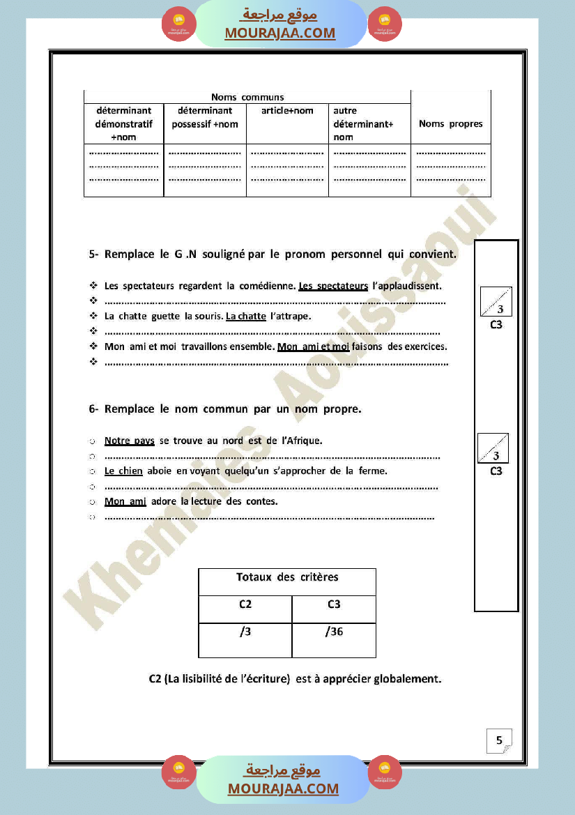 evaluation des acquis au terme des modules 1et2 6 eme annee
