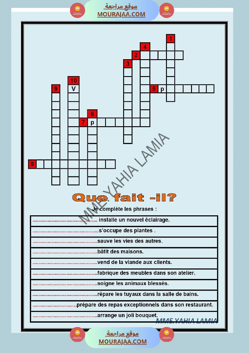 فرنسية الوحدة الأولى السنة السادسة