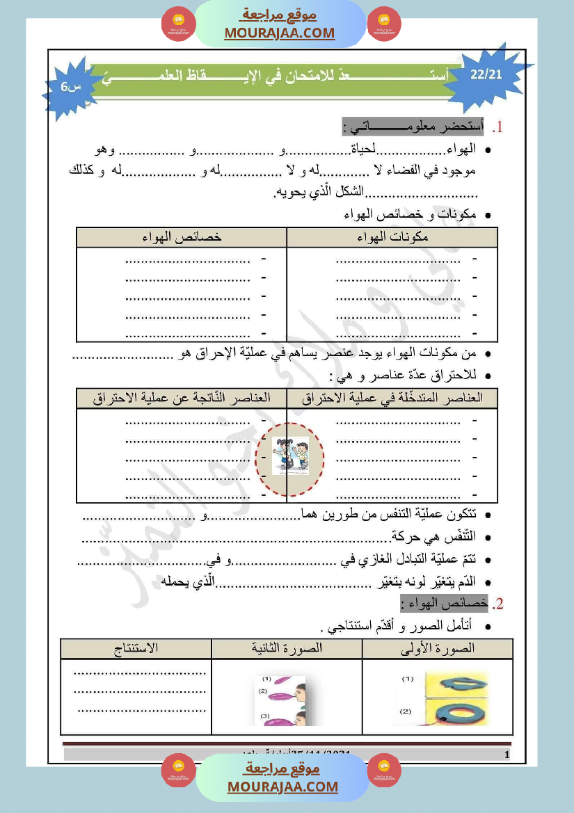 إيقاظ علمي مع الاصلاح للسنة السادسة