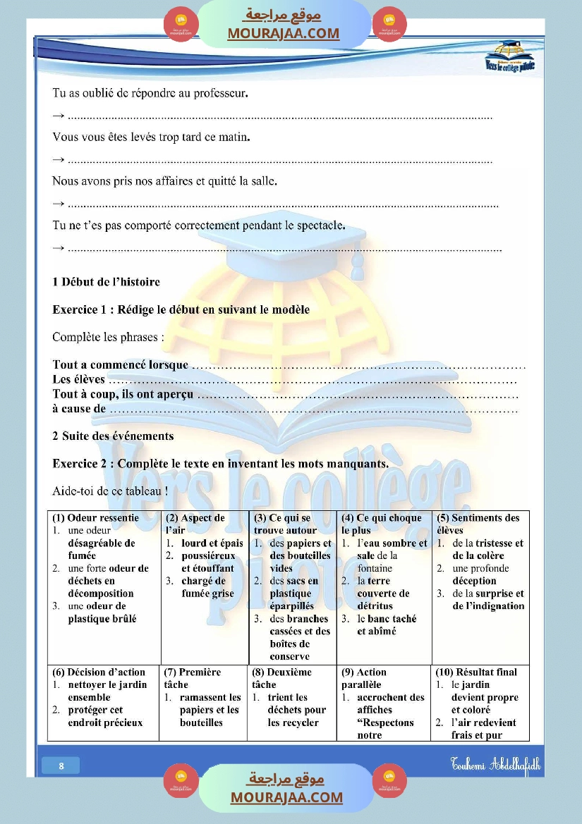 6eme annee revisions 1ere trimestre صفحة 9