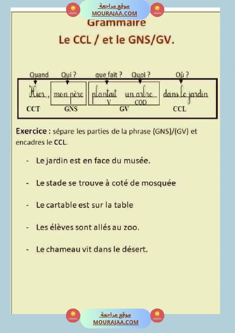 fiche 6eme annee langue