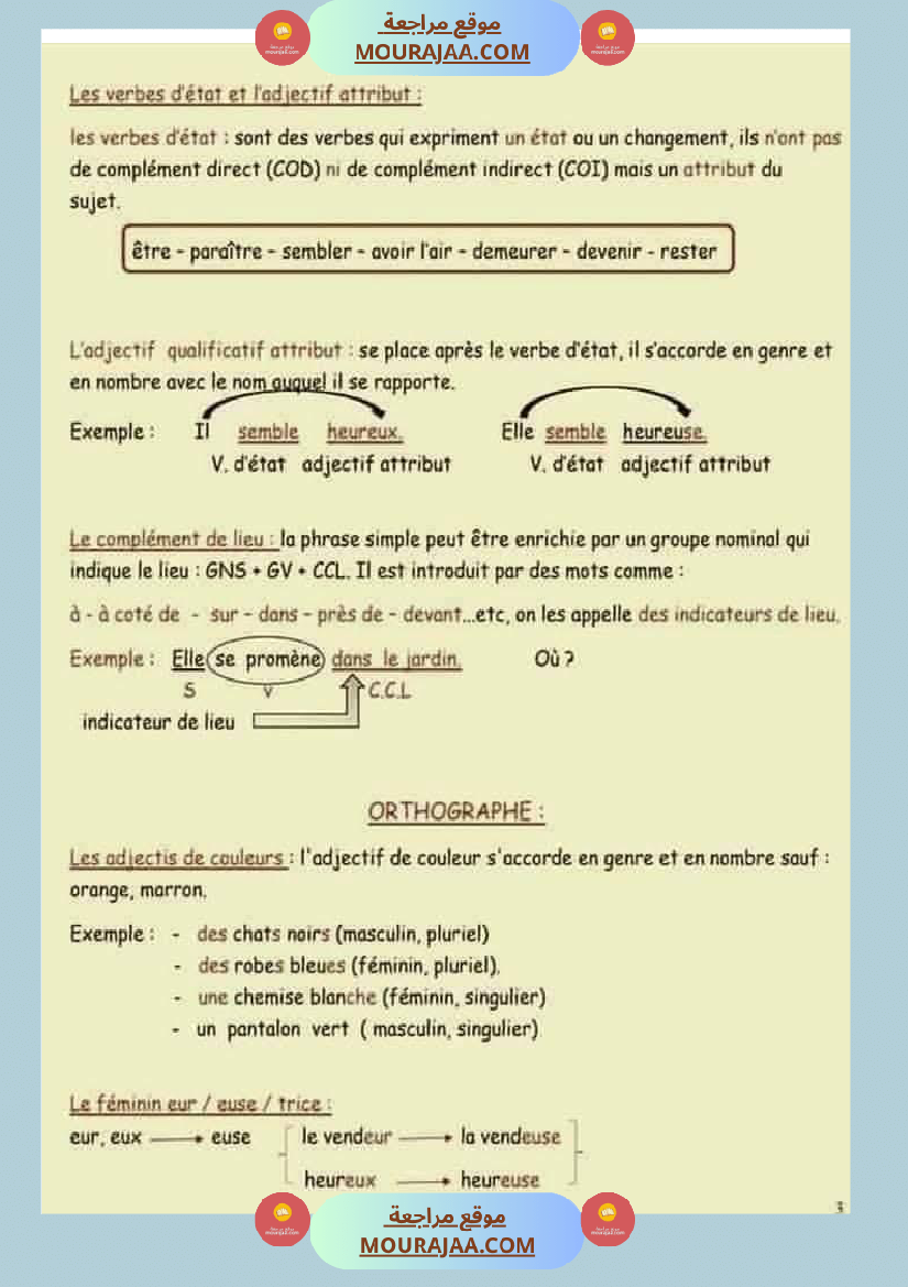 fiche 6eme annee langue