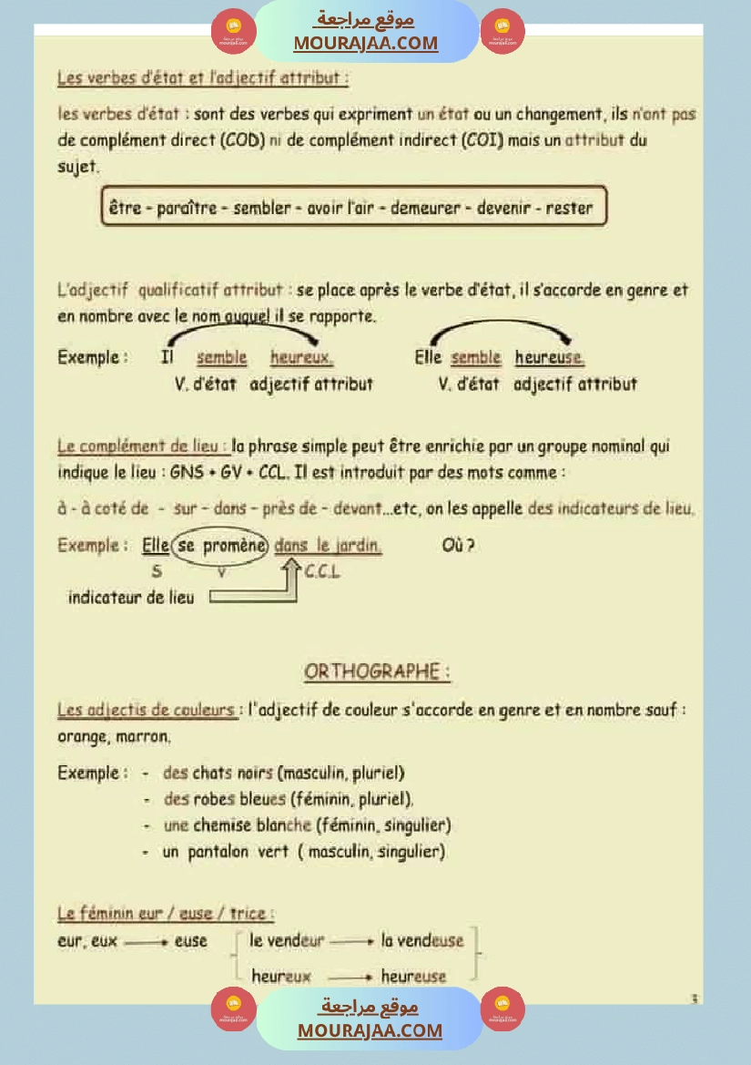 fiche 6eme annee langue صفحة 9