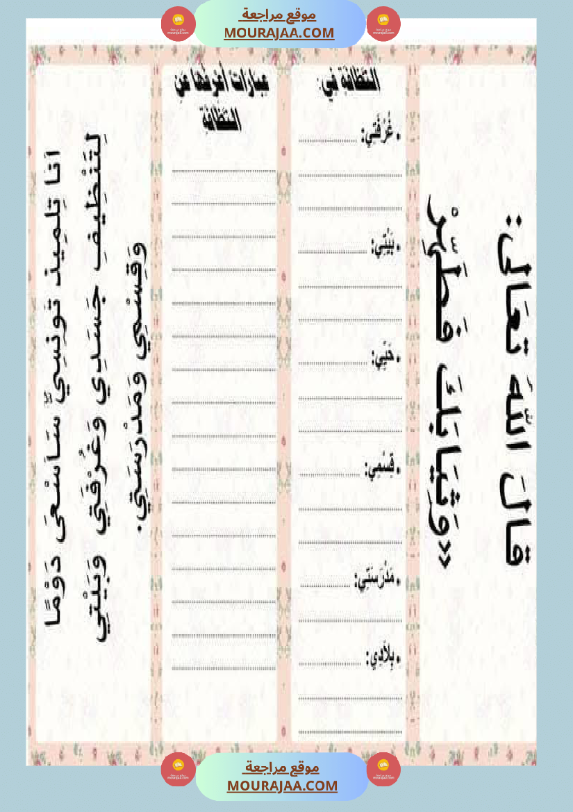 الوحدة الأولى البيئة والمحيط إنتاج كتابي سنة الثالثة