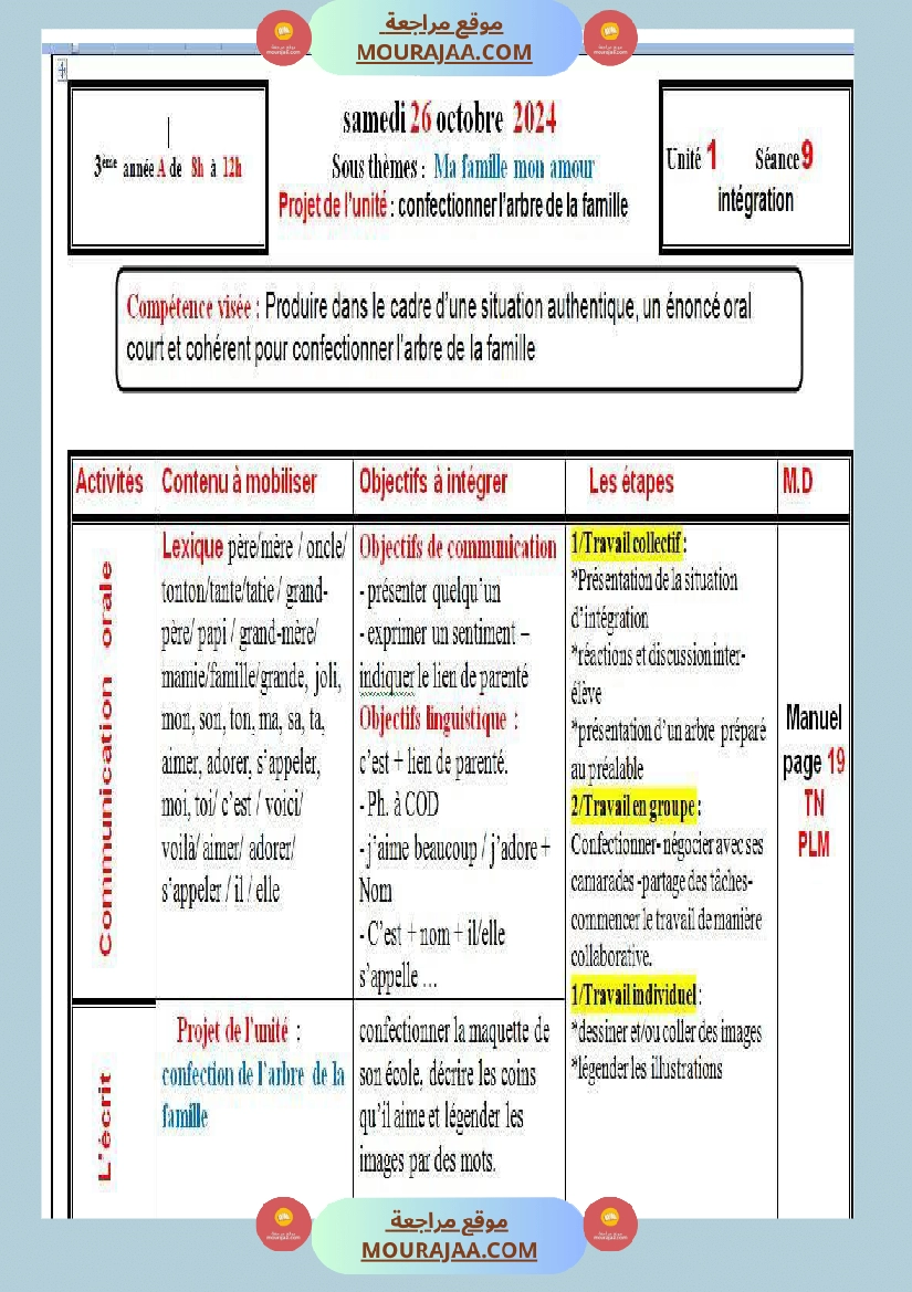 3eme annee journal repartition unite 1