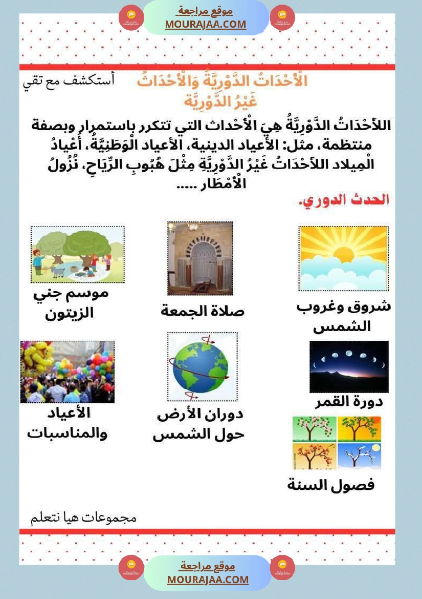 السنة الثالثة بحث حول حاجة الانسان والحيوان للتنقل والأحداث الدورية والغير دورية مرفق بالتطبيقات صفحة 4