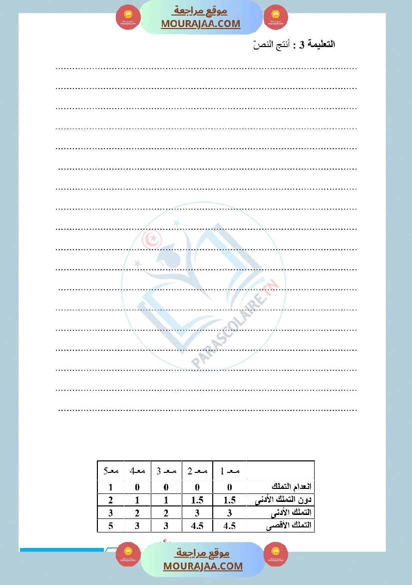 امتحانات الثلاثي الاول سنة خامسة انتاج كتابي صفحة 6