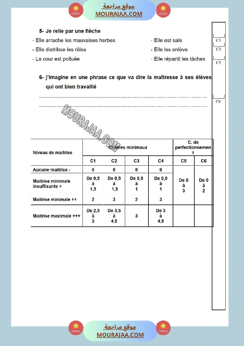امتحانات الثلاثي الاول سنة خامسة فرنسية صفحة 12