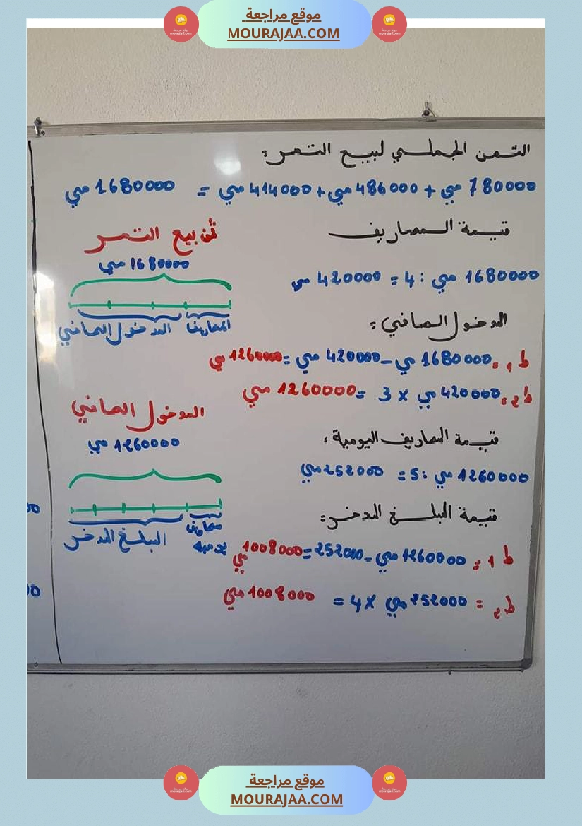 تقييم الوحدة الأولى رياضيات سنة خامسة  صفحة 7