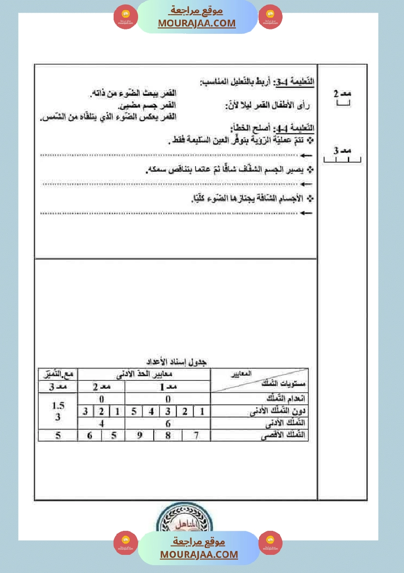 سنة خامسة ايقاظ علمي امتحانات الثلاثي الاول صفحة 5