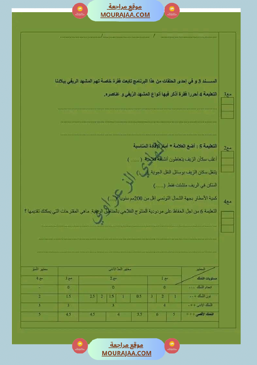 سنة خامسة ابتدائي تاريخ جغرافيا تربية اسلامية الثلاثي الأول