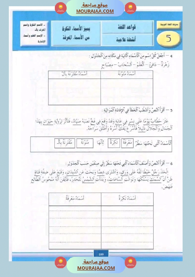 قواعد لغة سنة خامسة