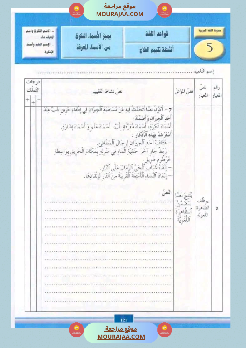 قواعد لغة سنة خامسة