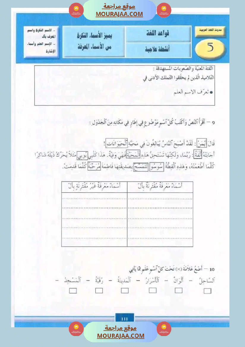 قواعد لغة سنة خامسة