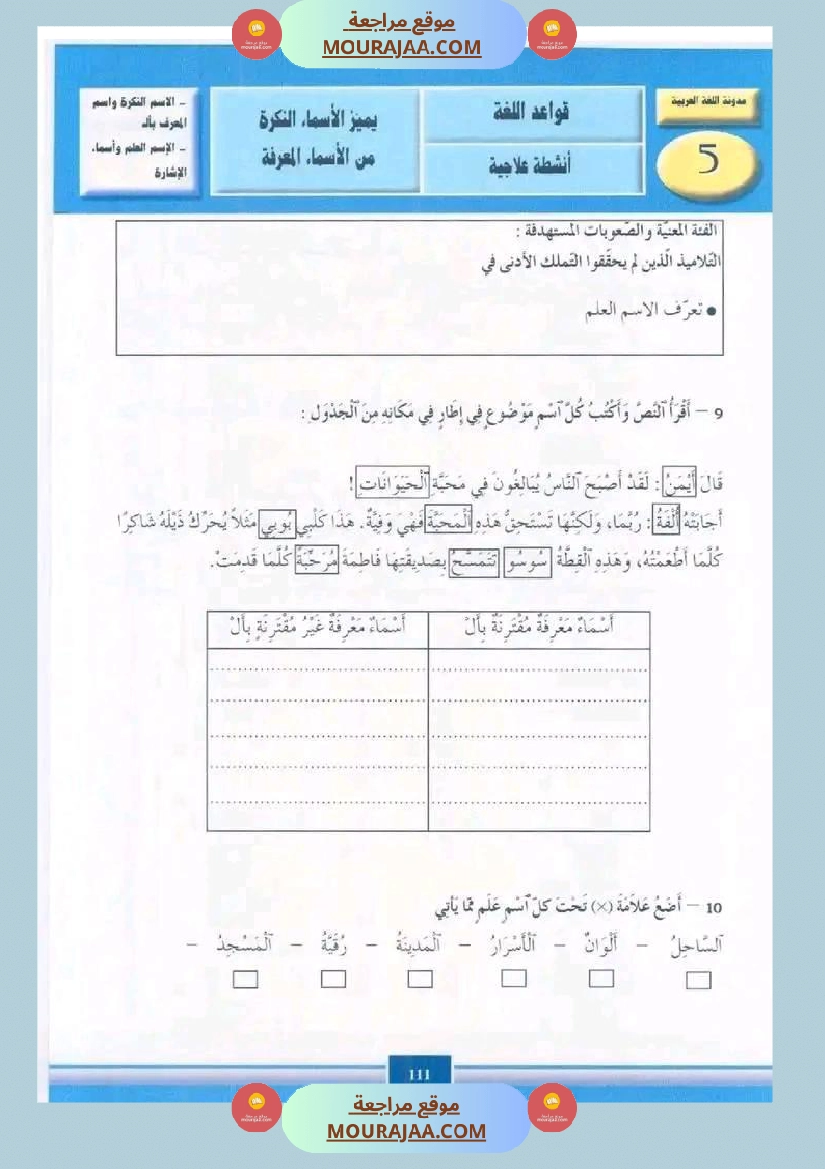 قواعد لغة سنة خامسة صفحة 5