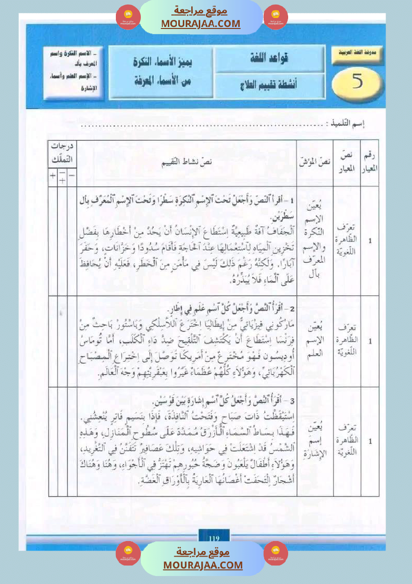 قواعد لغة سنة خامسة