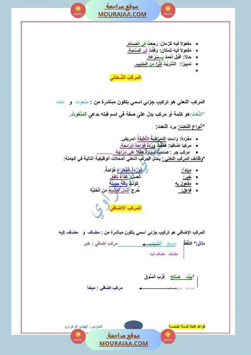 كراس قواعد لغة للسنة الخامسة الثلاثي الأول صفحة 11