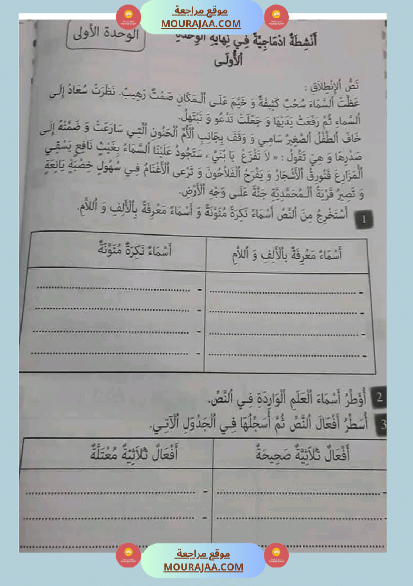 مراجعة قواعد اللغة سنة خامسة