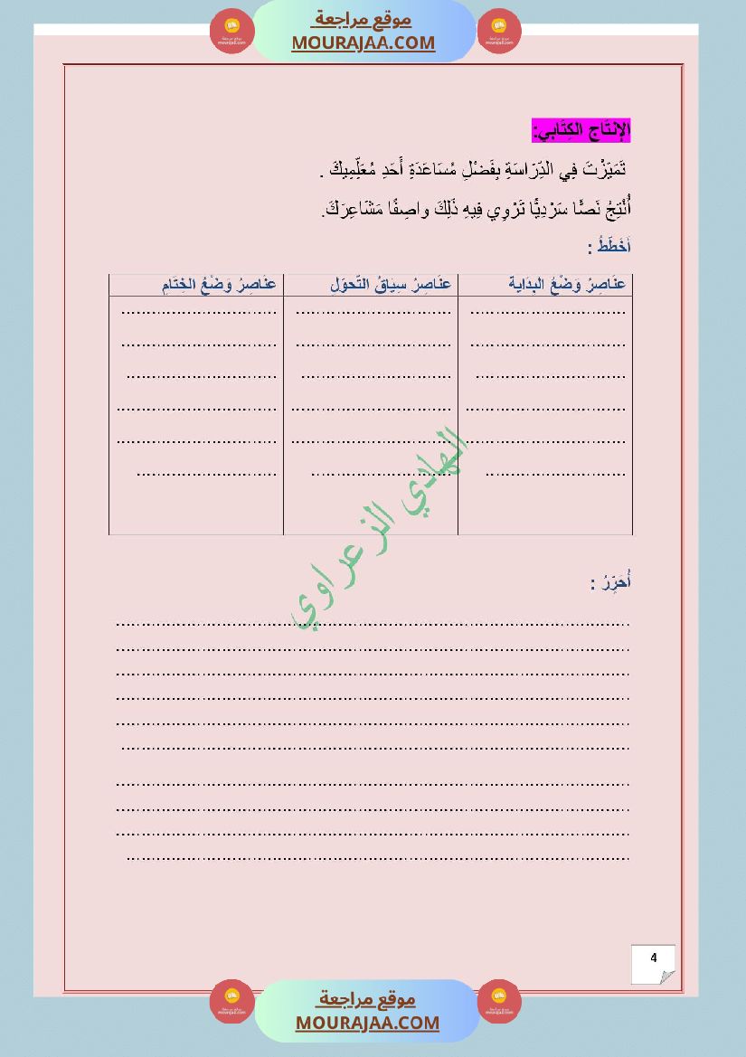 وضعية ادماجية للغة العربية للسنة 5 الوجدة الثالثة 2
