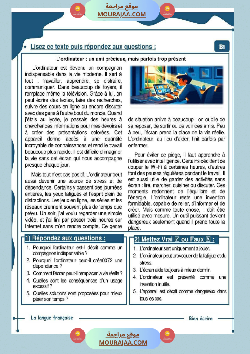 francais niveau b1 5eme