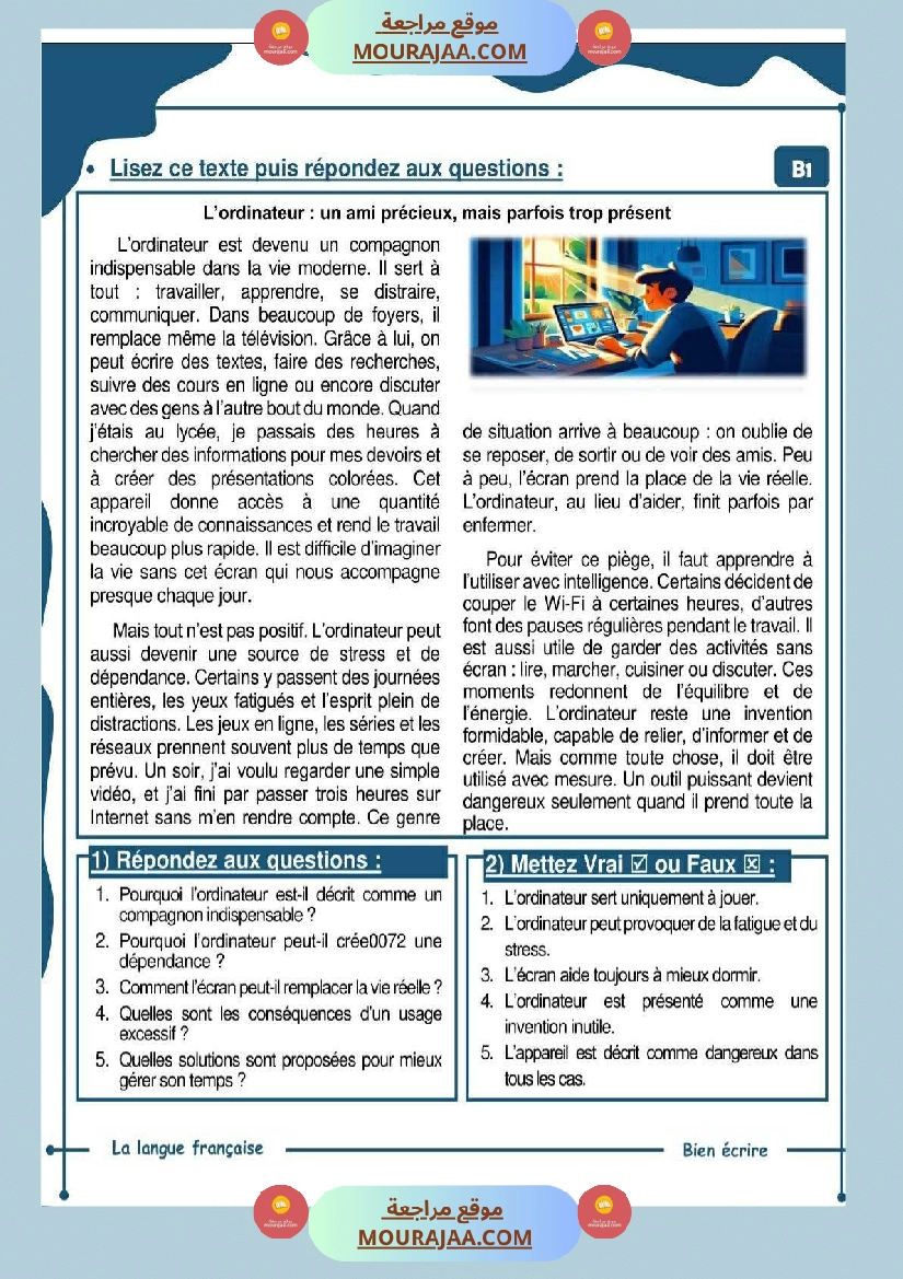 francais niveau b1 5eme