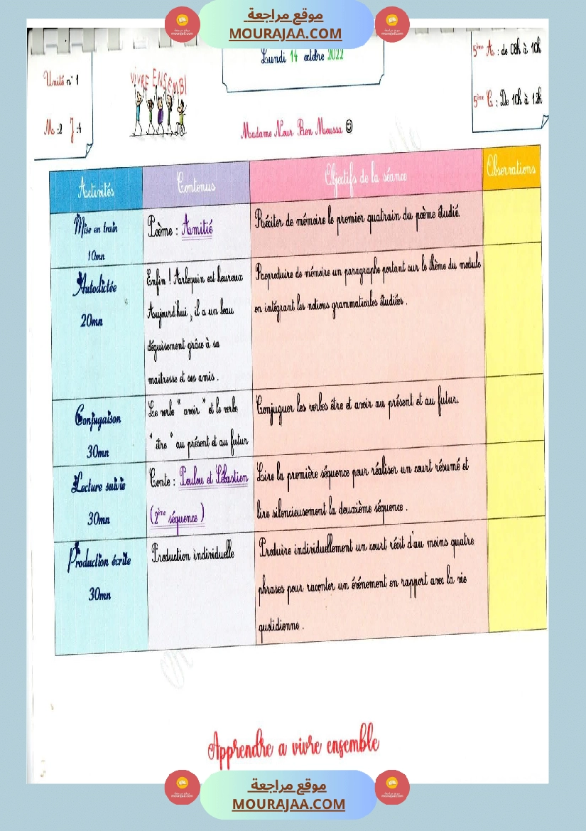 journal de classe 5eme annee module 2 صفحة 8