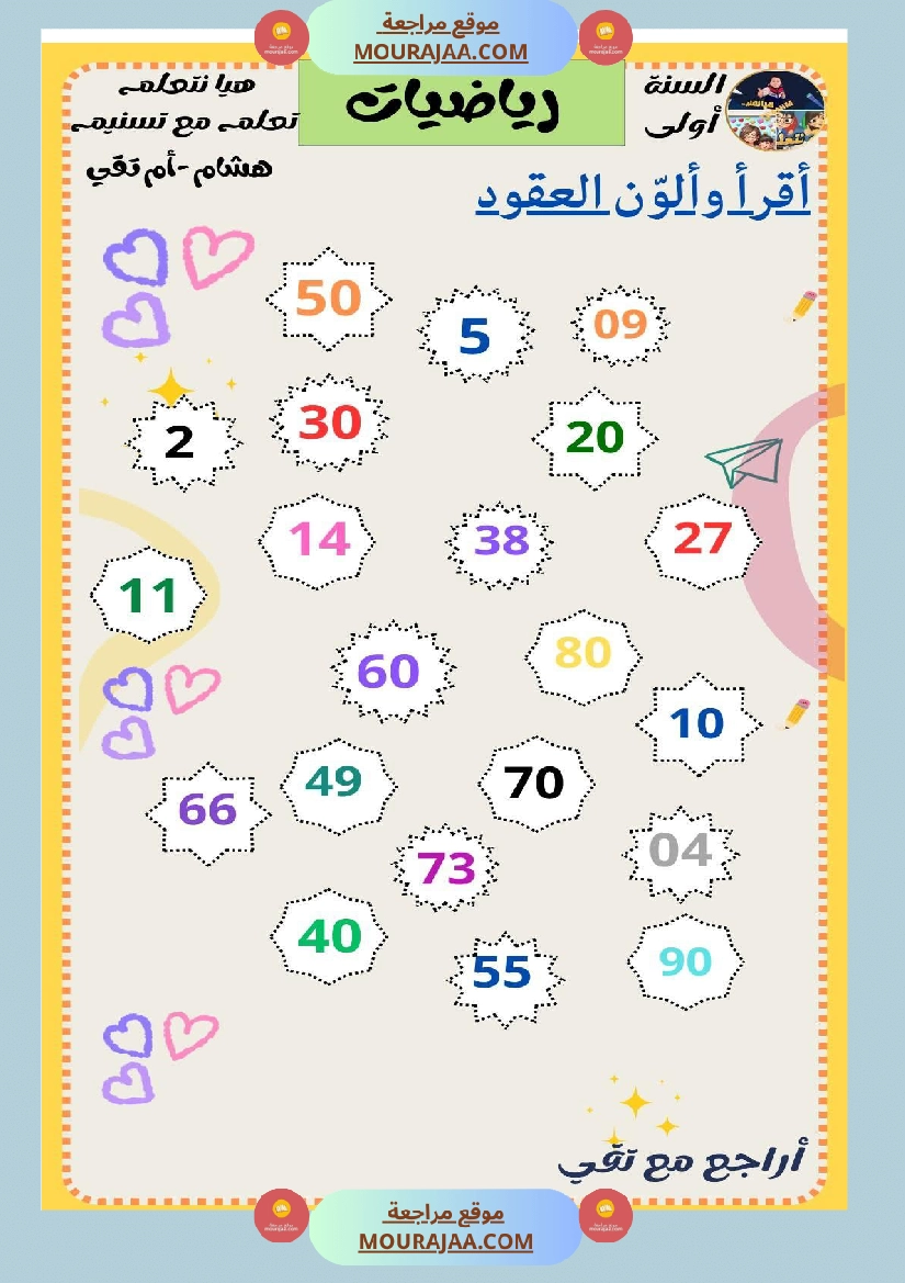 السنة الثانية رياضيات اختبارات وضعيات منفصلة حساب ذهني صفحة 7