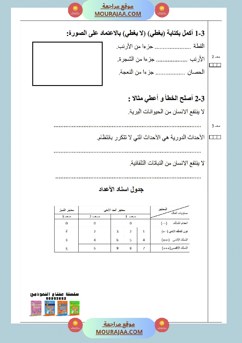 امتحانات الثلاثي الأول سنة ثانية ايقاظ علمي