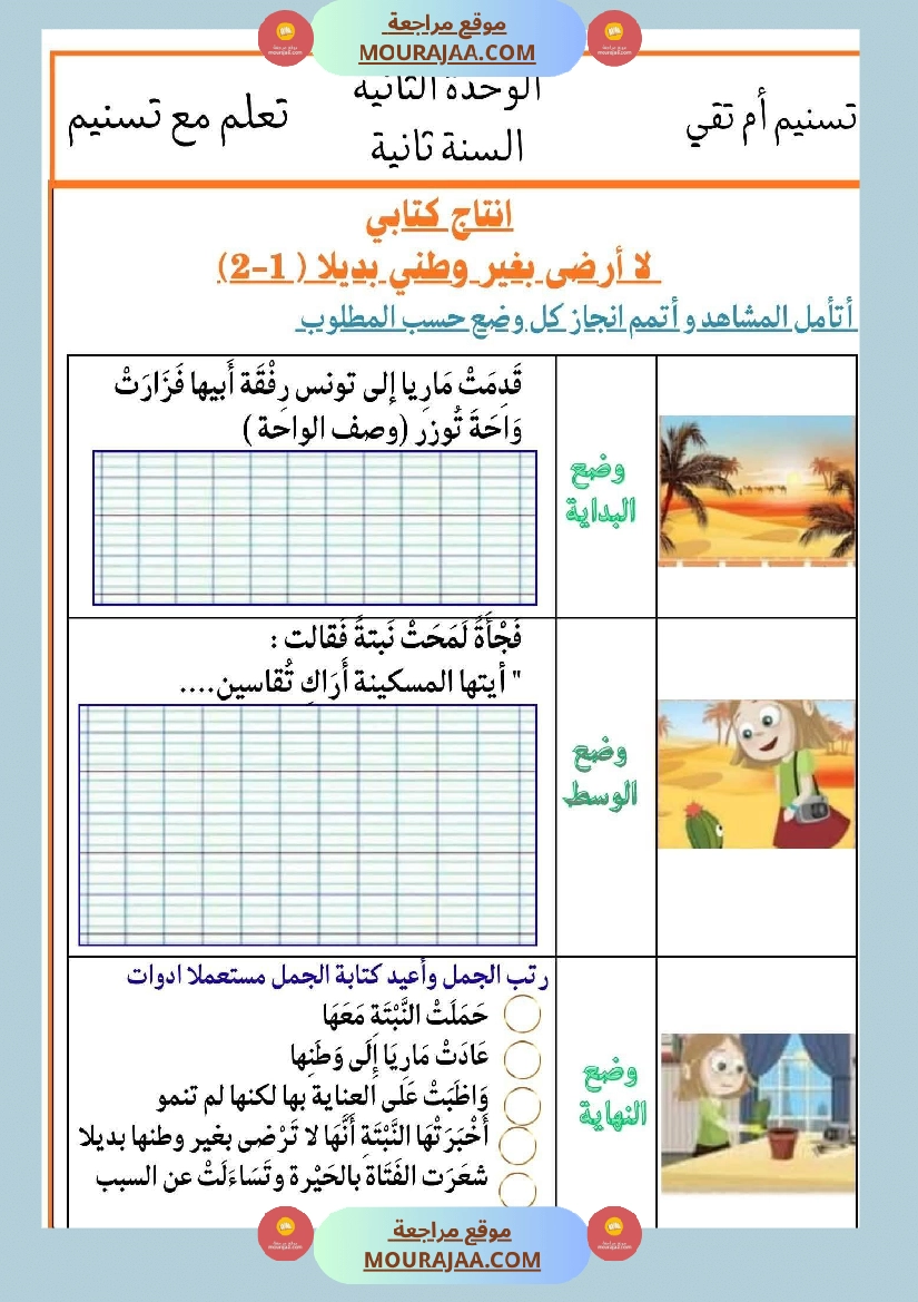 سنة الثانية الوحدة الثانية الانتاج وفي التواصل شفوي