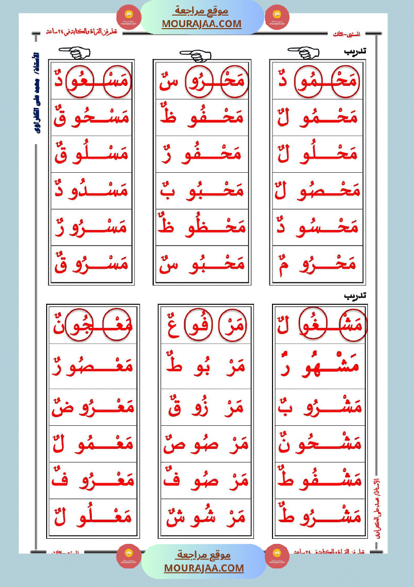 صعوبات القراءة الاشباع التنوين السكون الحروف المتشابهة السّنة 2