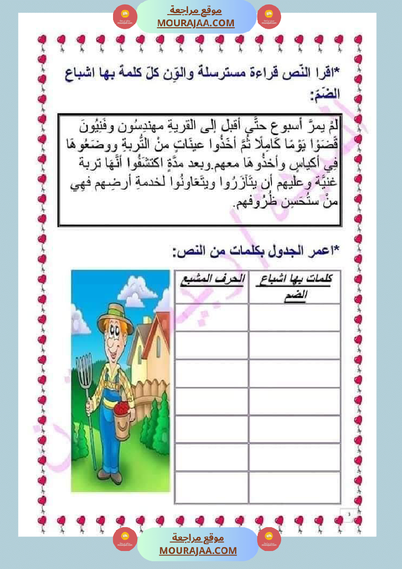 صعوبات القراءة الاشباع التنوين السكون الحروف المتشابهة السّنة 2