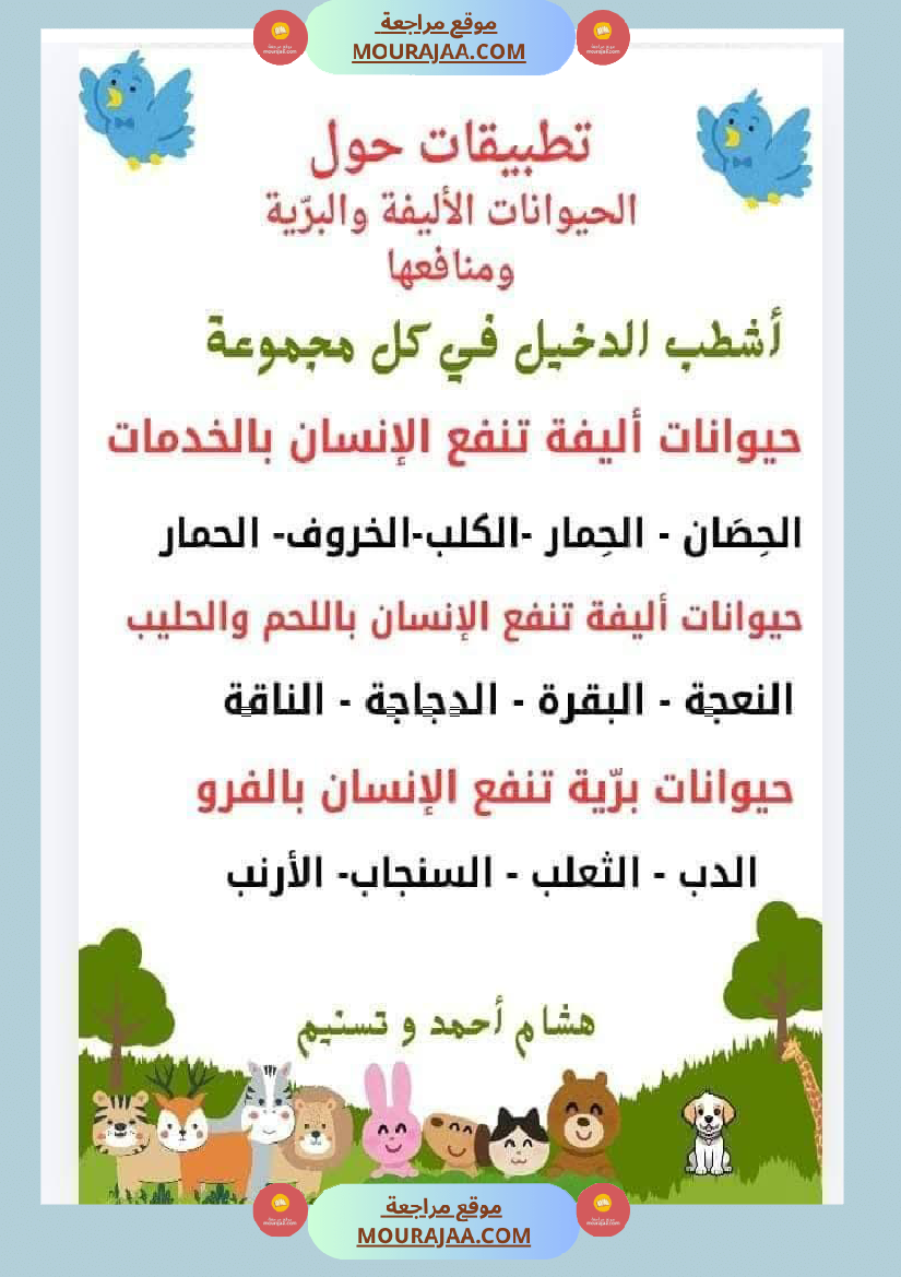 السنة الثانية تطبيقات في الايقاظ العلمي الحيوانات النباتات التغطية اللتر والمتر