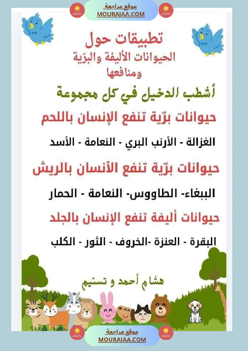 السنة الثانية تطبيقات في الايقاظ العلمي الحيوانات النباتات التغطية اللتر والمتر