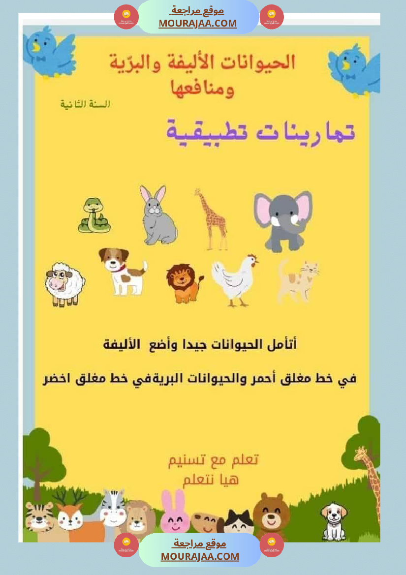 السنة الثانية تطبيقات في الايقاظ العلمي الحيوانات النباتات التغطية اللتر والمتر