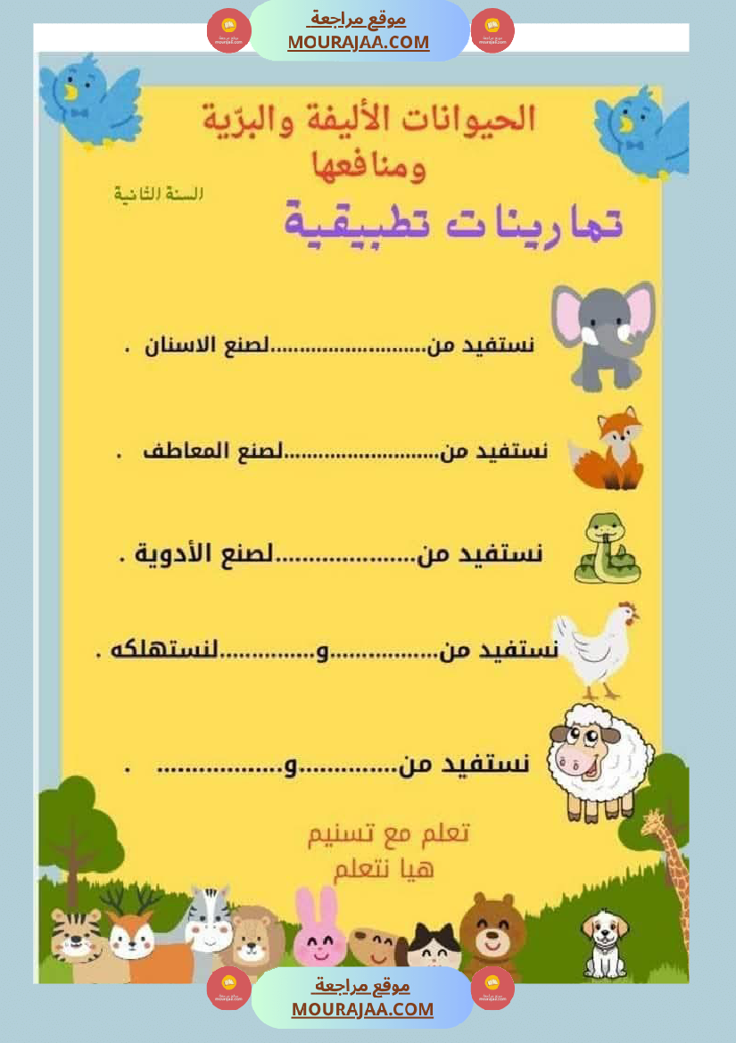 السنة الثانية تطبيقات في الايقاظ العلمي الحيوانات النباتات التغطية اللتر والمتر