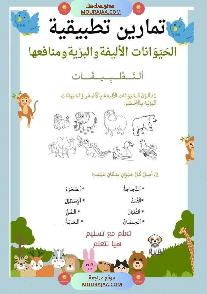 السنة الثانية تطبيقات في الايقاظ العلمي الحيوانات النباتات التغطية اللتر والمتر