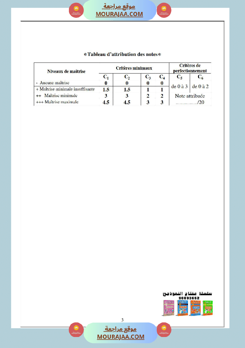 امتحانات الثلاثي الاول سنة رابعة فرنسية