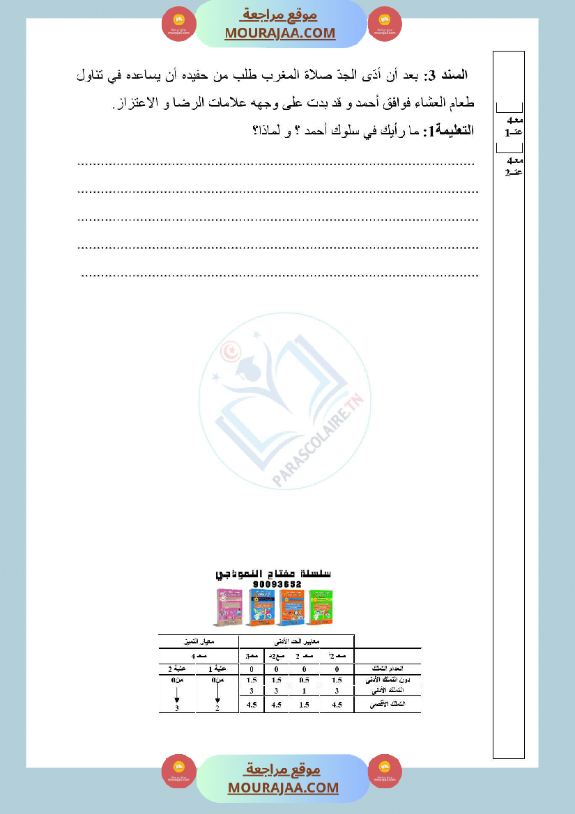 امتحانات ايقاظ علمي سنة رابعة الثلاثي الاول