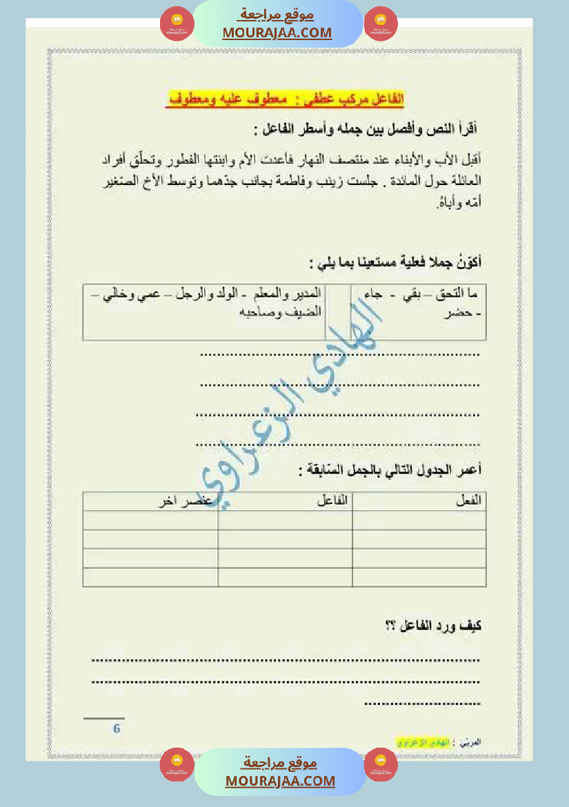 مراجعة الفاعل مفردة ومركبا س4