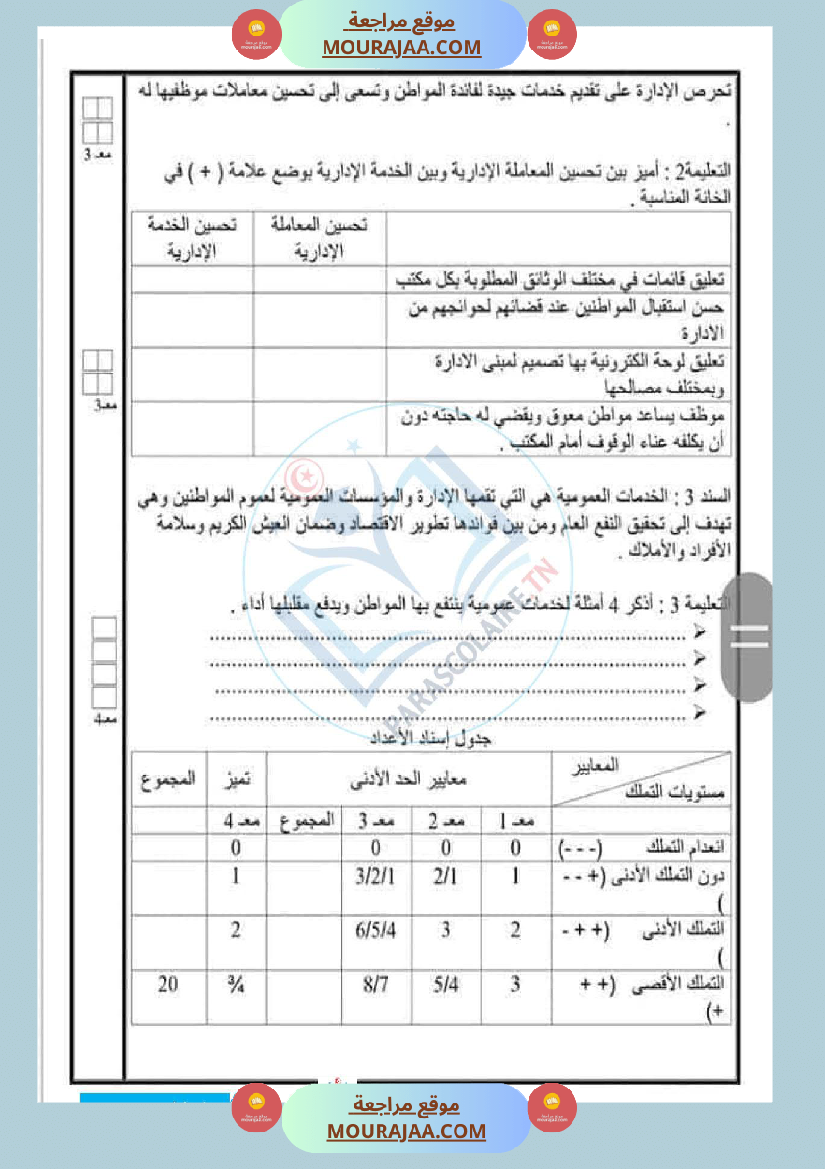 امتحانات الثلاثي الاول سنة سادسة مدنية