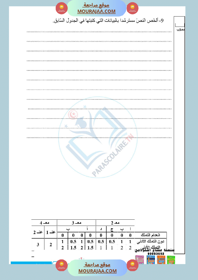 امتحانات الثلاثي الاول سنة سادسة قراءة